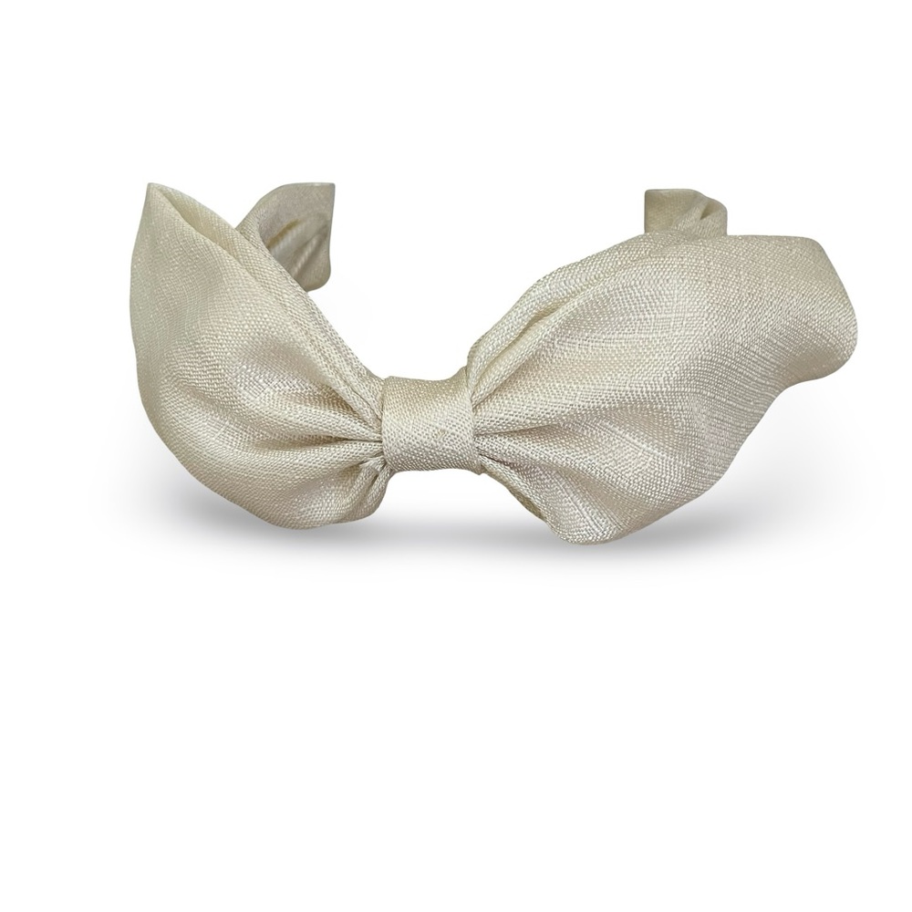 Vintage 1950s Oversized Ivory Bow Headband/ Fascinator Hat